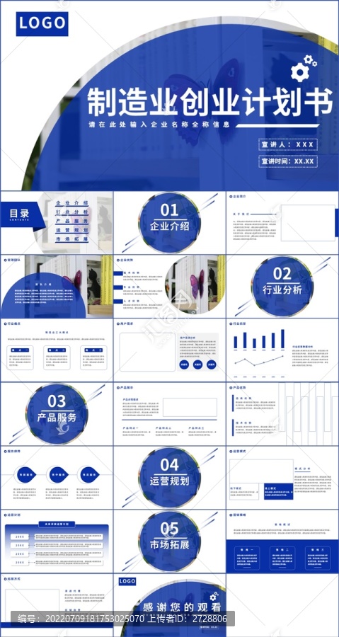 制造业创业计划书PPT模板