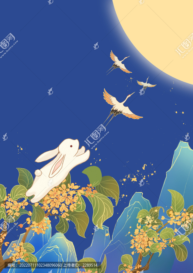 玉兔與仙鶴奔月