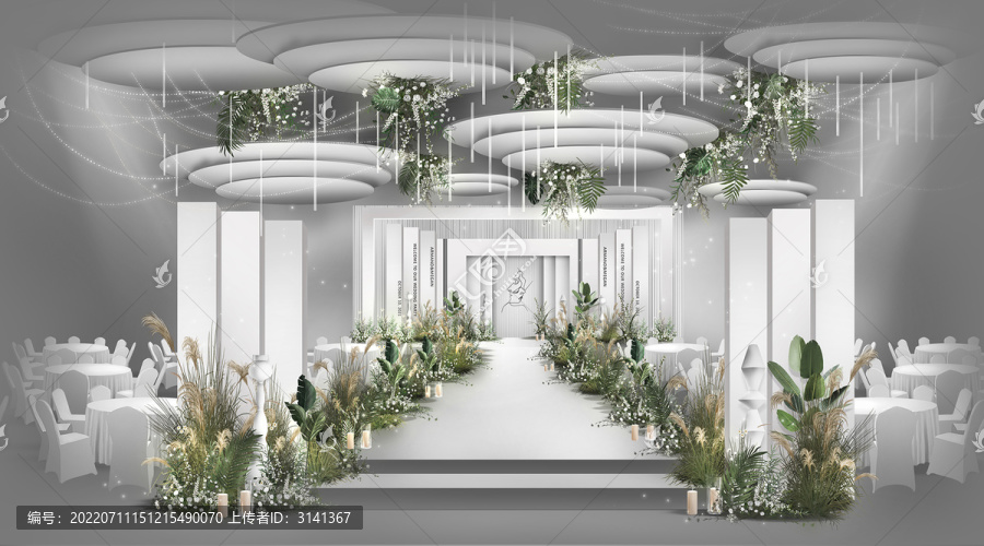 白綠小清新婚禮背景
