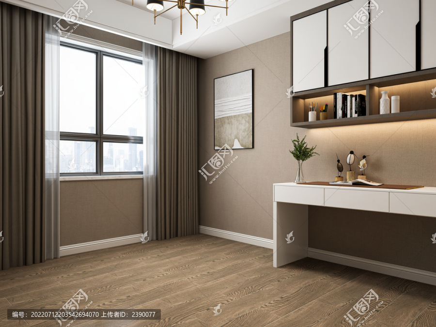 現(xiàn)代臥室3D場景空景