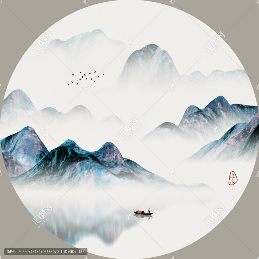 云霧山水裝飾畫