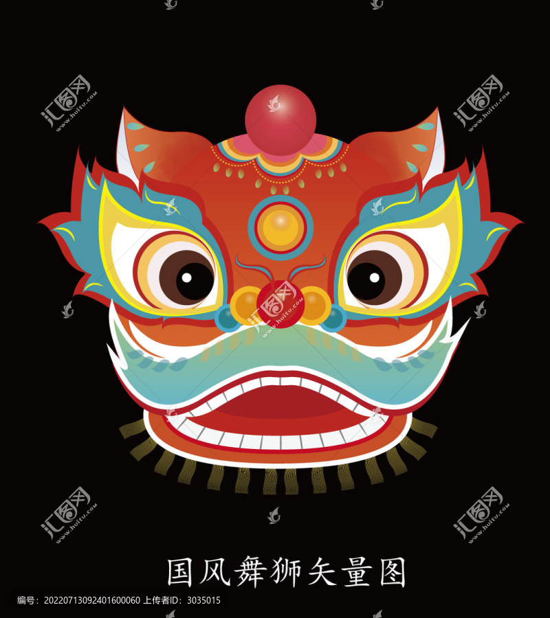 中國風(fēng)舞獅頭矢量圖