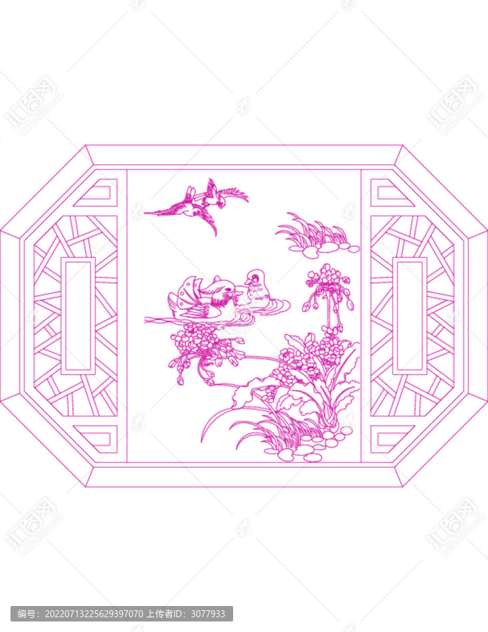 鴛鴦戲水花窗