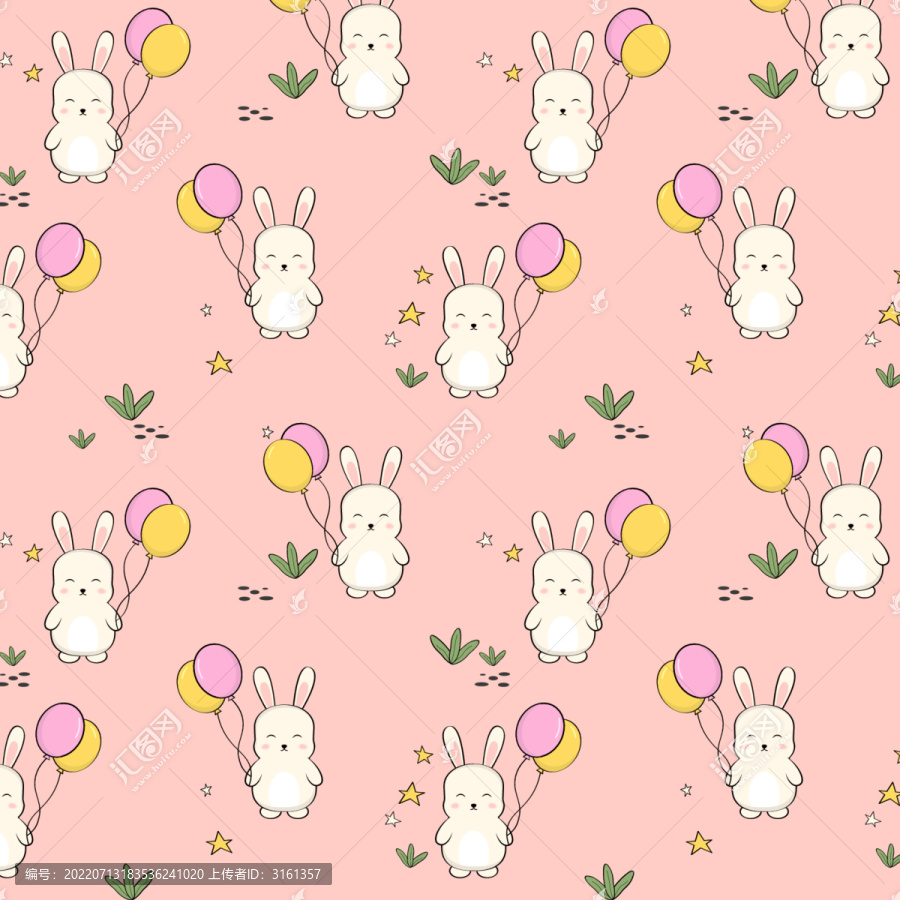 粉色可爱卡通气球兔子循环背景