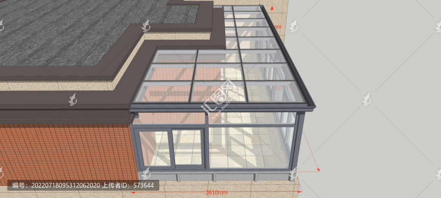露台阳光房三维图