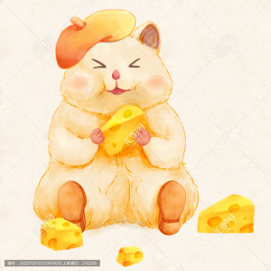水彩可愛的小倉鼠
