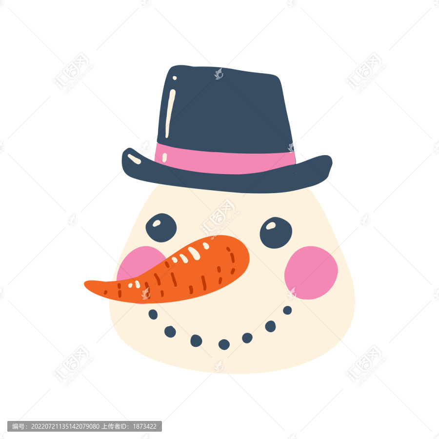 雪人戴紳士帽插圖
