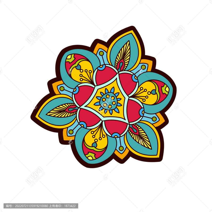 鮮艷圖騰花卉插圖