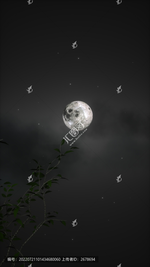 夜晚月球月亮星空星星手机壁纸
