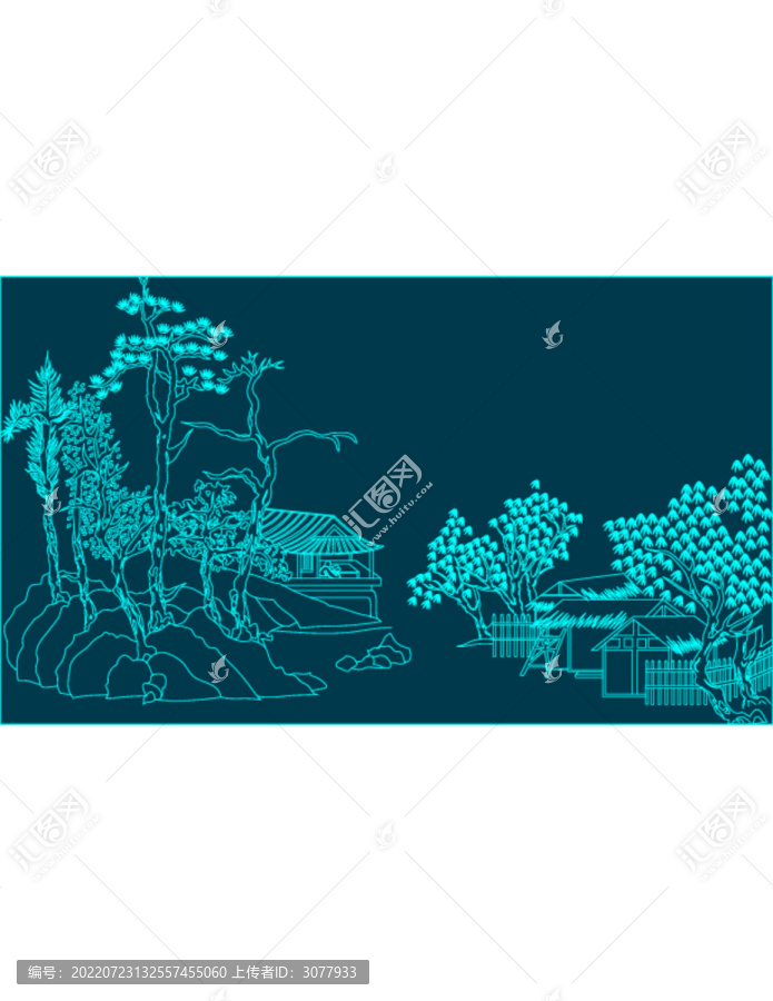 山水刺繡底稿