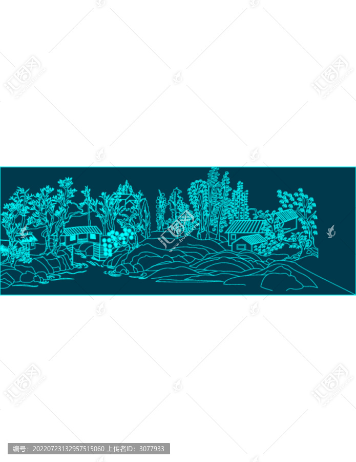 中式山水無框畫