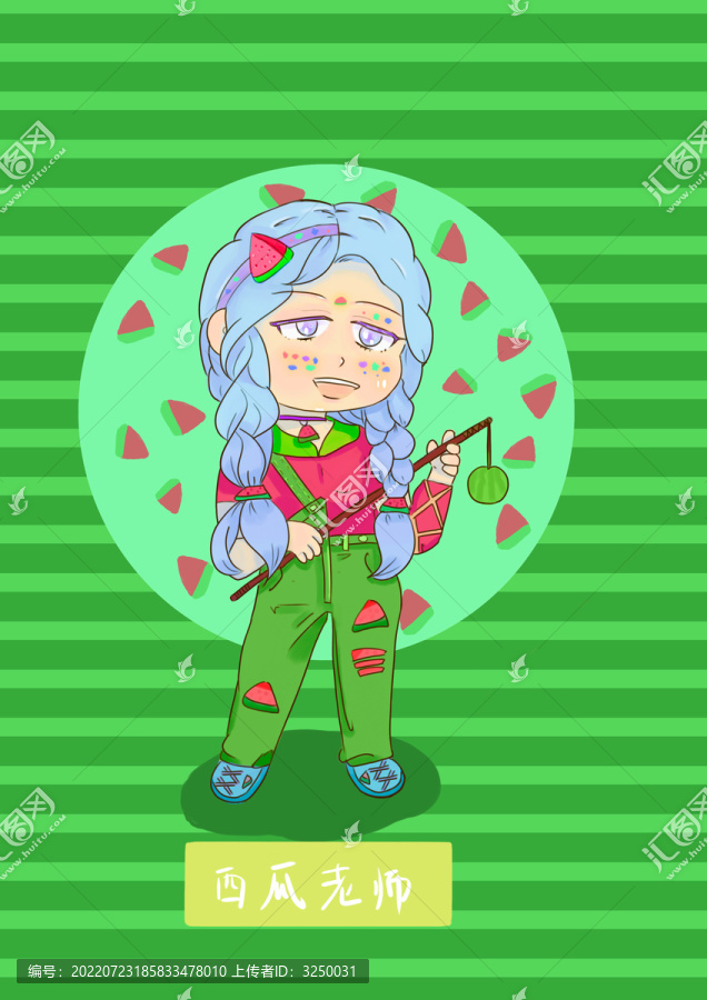 西瓜擬人插畫