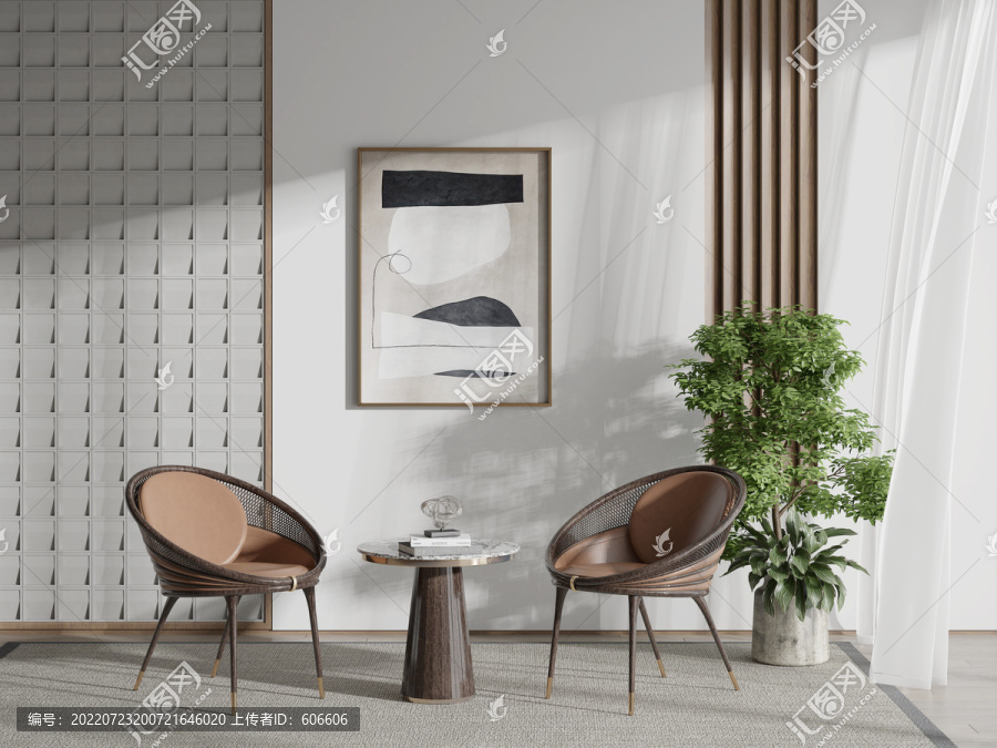 簡約單椅墻布壁畫背景場景圖