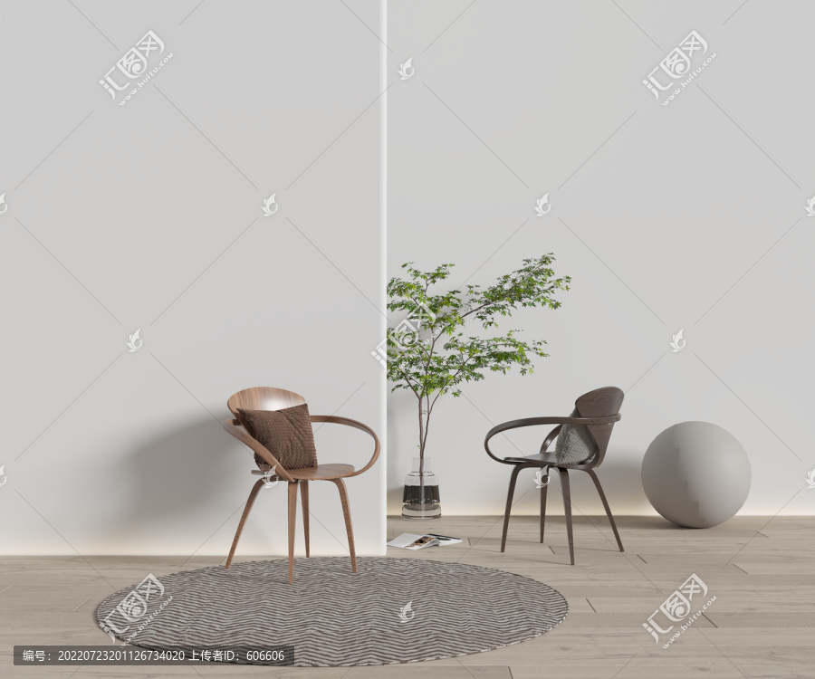簡約單椅墻布壁畫背景場景圖
