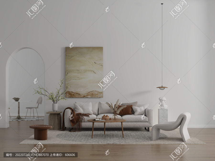 簡約沙發(fā)墻布壁畫背景場景圖