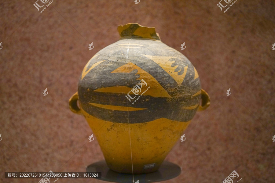 蛙纹双耳彩陶壶古代陶器古陶器