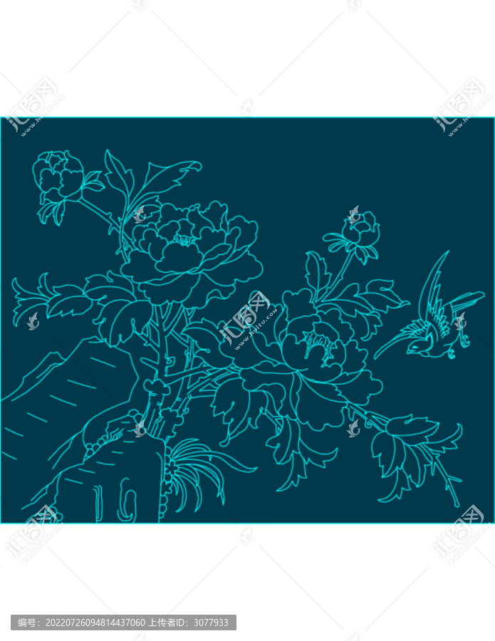 花鳥(niǎo)白描線描