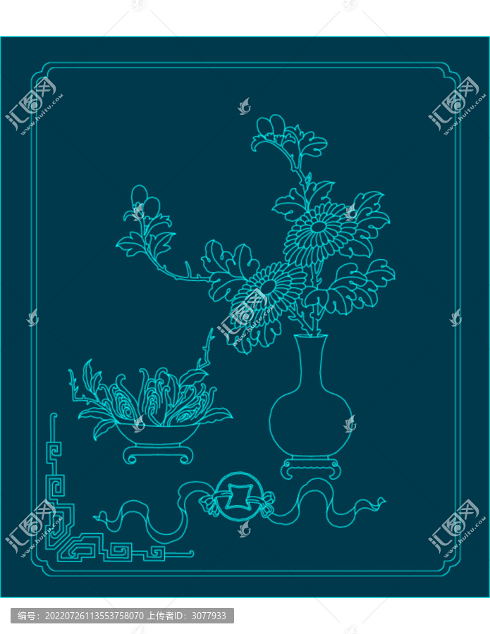 中式插畫擺件陳設