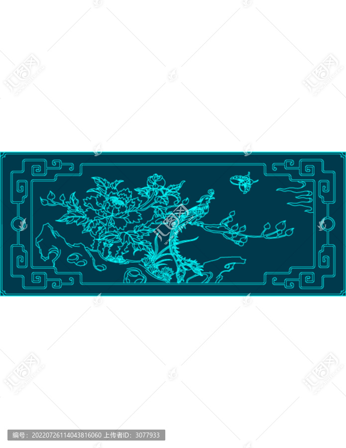 中式牡丹花鳥(niǎo)木雕