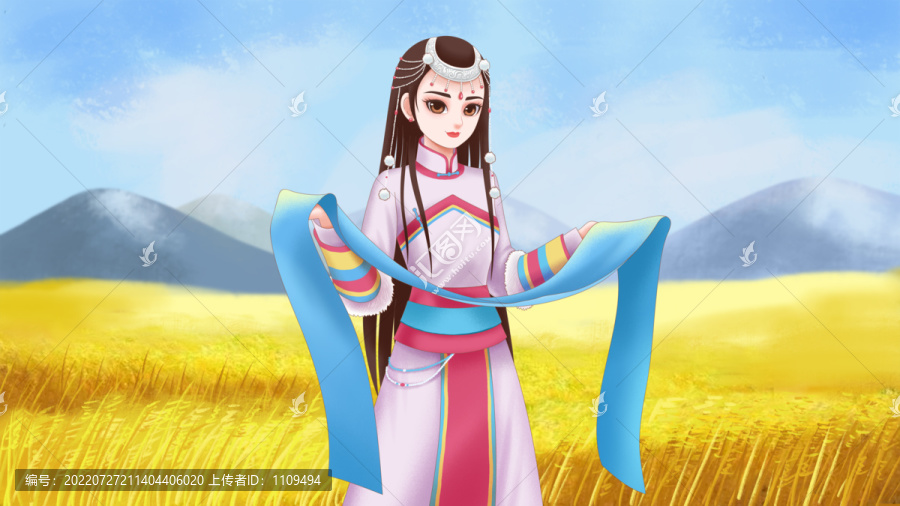 蒙古少女插畫