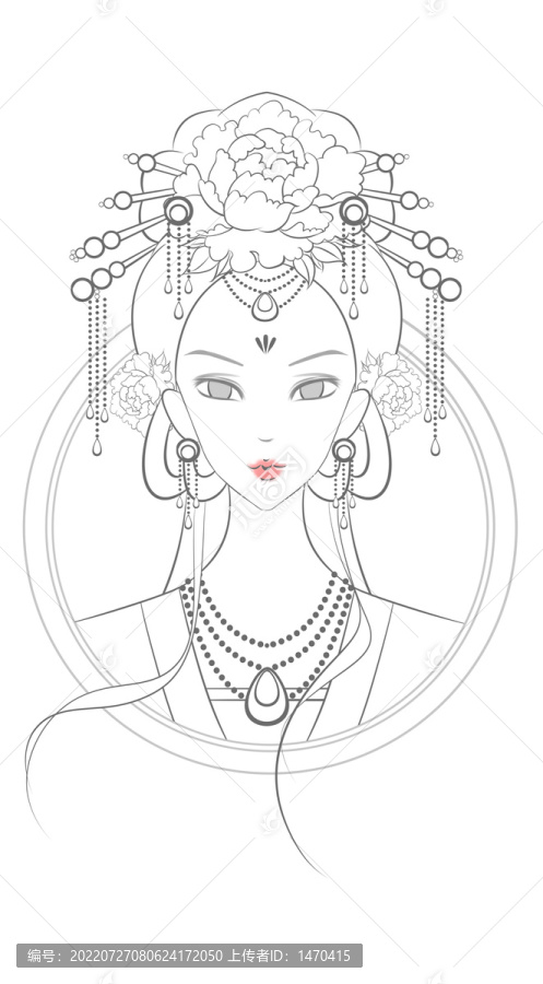國(guó)潮古風(fēng)女子白描線稿