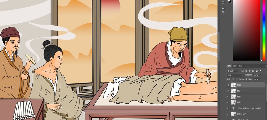 古代中醫(yī)艾灸圖