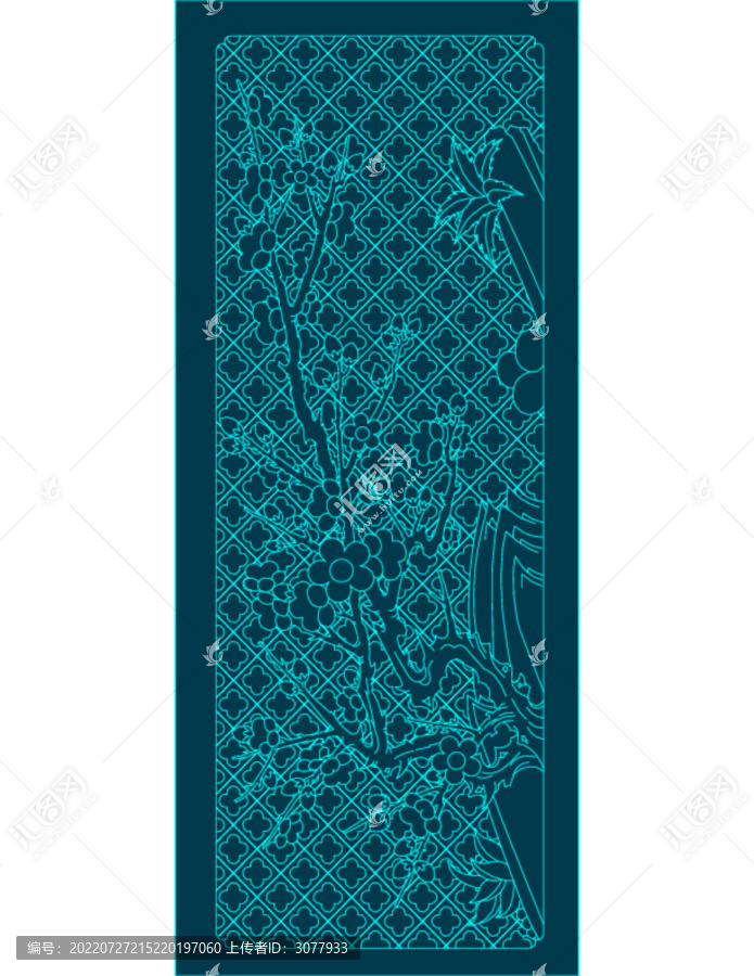 梅花花鳥雕花圖