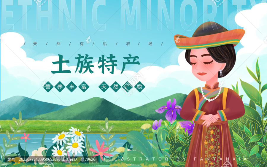 土族特產(chǎn)女孩插畫