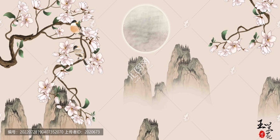 花鳥山水掛畫壁畫