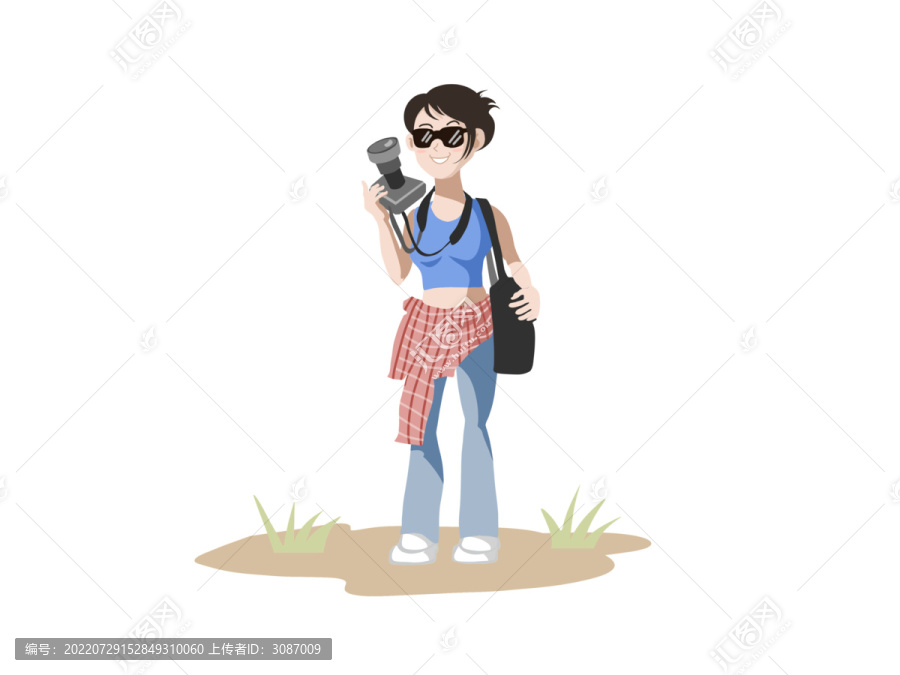 旅游攝影站姿女孩