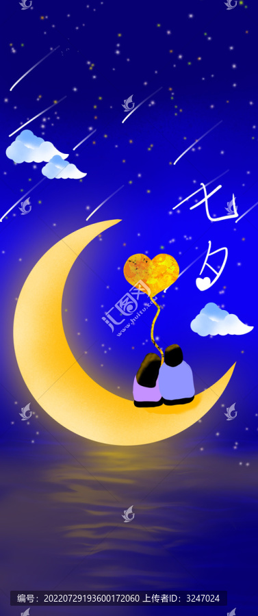 七夕手繪手機壁紙