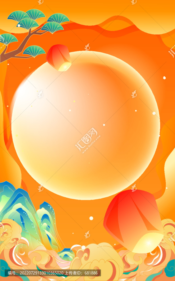 八月十五中秋節(jié)玉兔拜月插畫