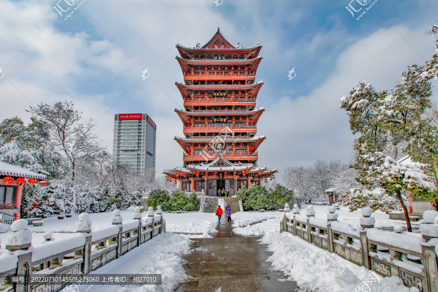 合肥包公园清风阁雪景