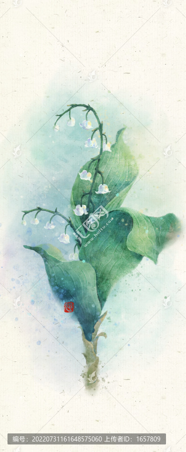 古風(fēng)水彩鈴蘭