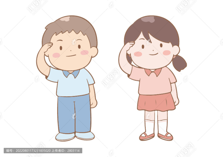 卡通學(xué)生敬禮