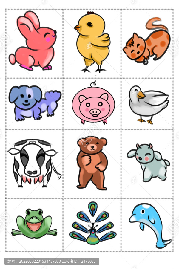 幼兒簡筆畫彩色動物