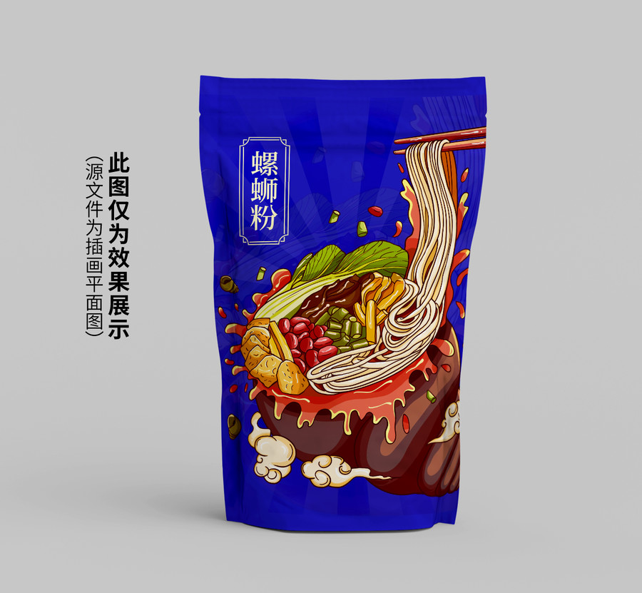 國潮風(fēng)螺螄粉包裝插畫