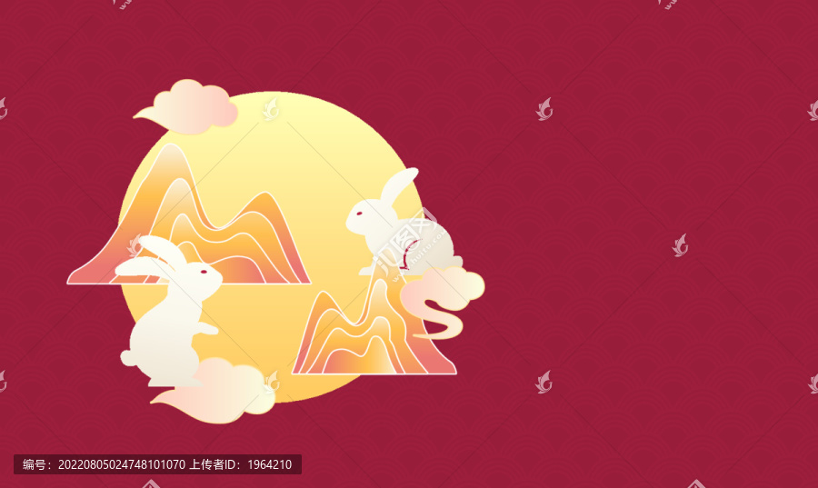 傳統(tǒng)手繪兔子喜慶賀圖