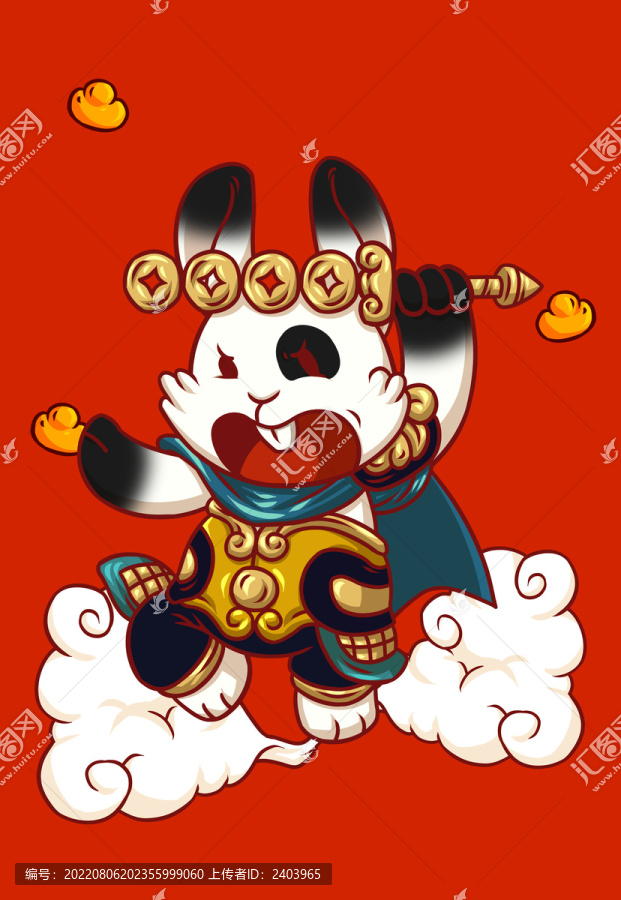 卡通兔年門神