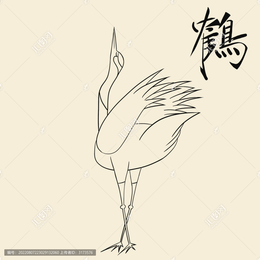 仙鶴站立昂頭