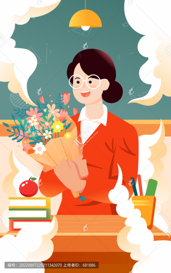 感恩教師節(jié)老師上課開學(xué)季插畫