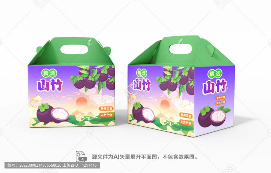 山竹包裝矢量禮盒