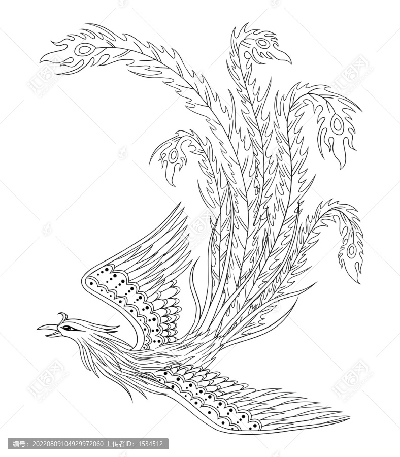 國風(fēng)鳳凰線稿