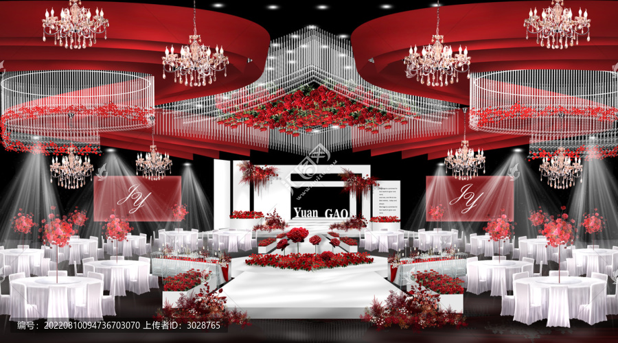 紅白色秀場風(fēng)婚禮