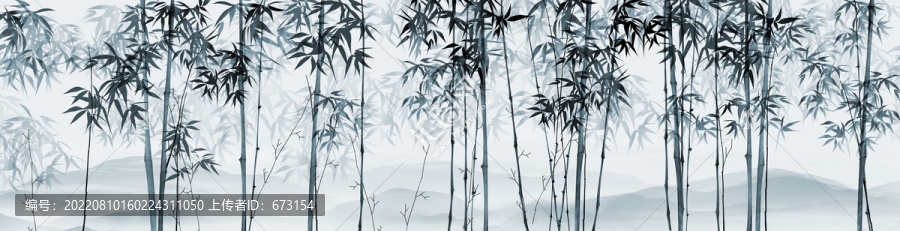 巨幅水墨竹子