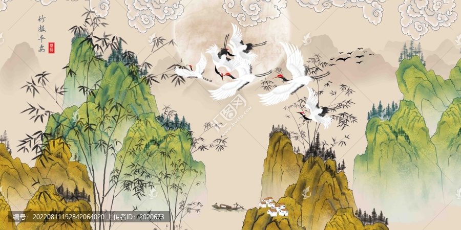 意境金山竹子插畫(huà)