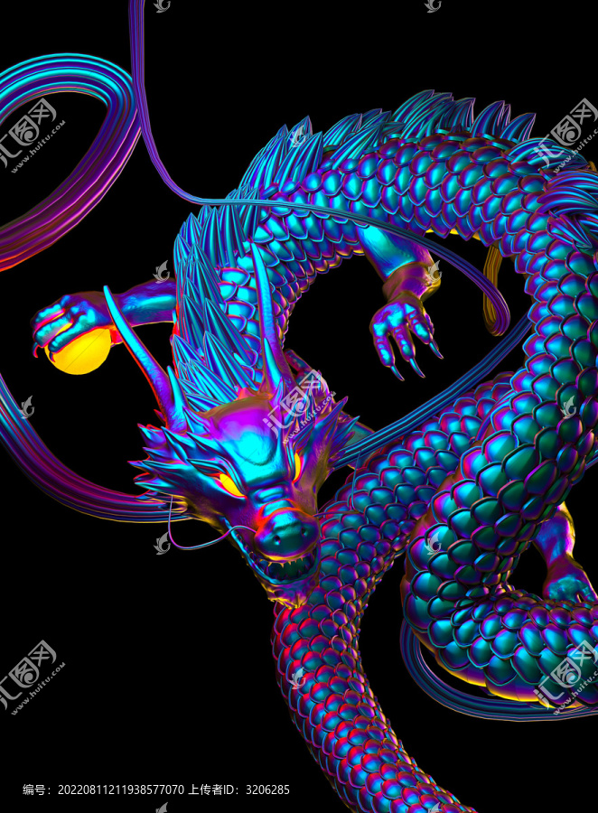中國龍神龍霸氣素材三維背景