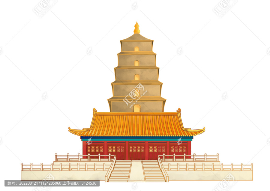 西安地標古建筑免摳大雁塔