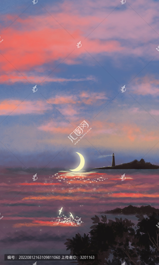 海報(bào)晚霞風(fēng)景插畫(huà)