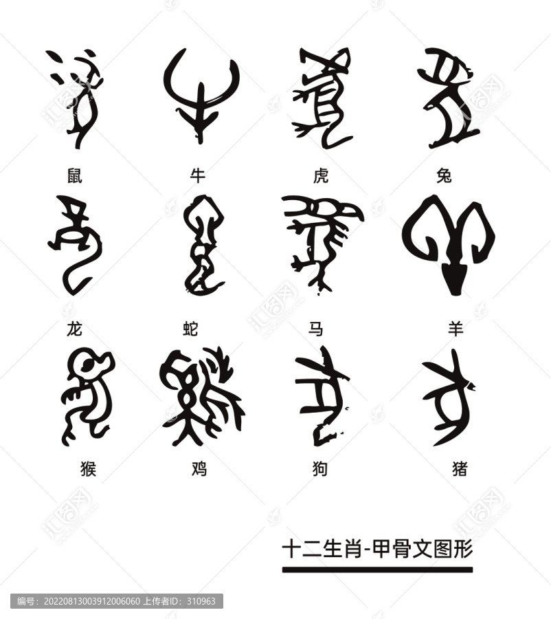 十二生肖甲骨文圖形